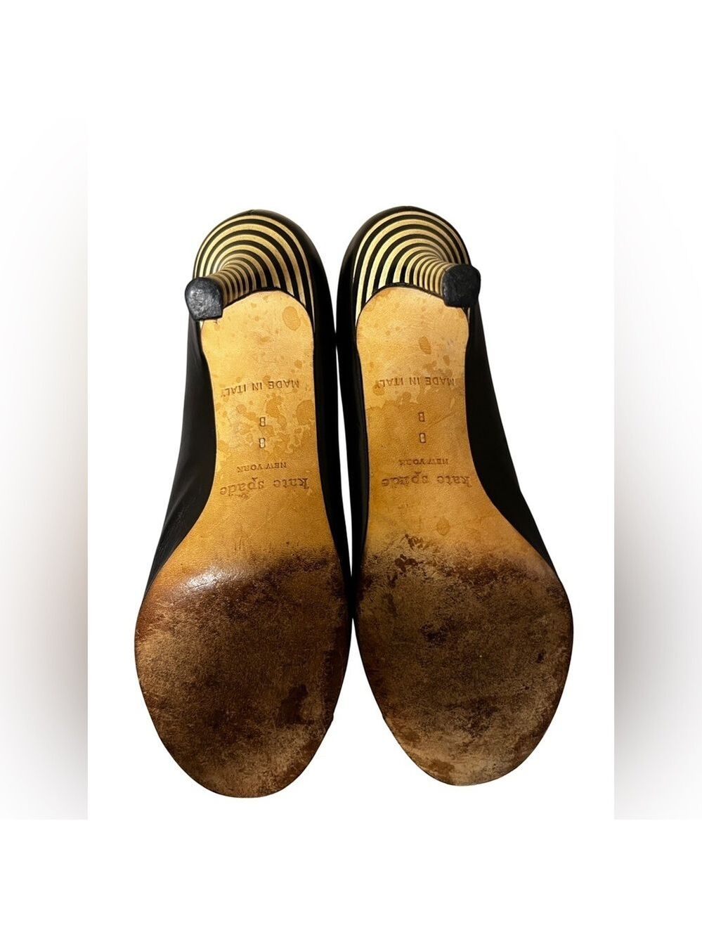 Kate Spade Leather Round Toe Pumps Honey Bee Inspired Sz 8 $268 Unique Limited - Picture 2 of 4